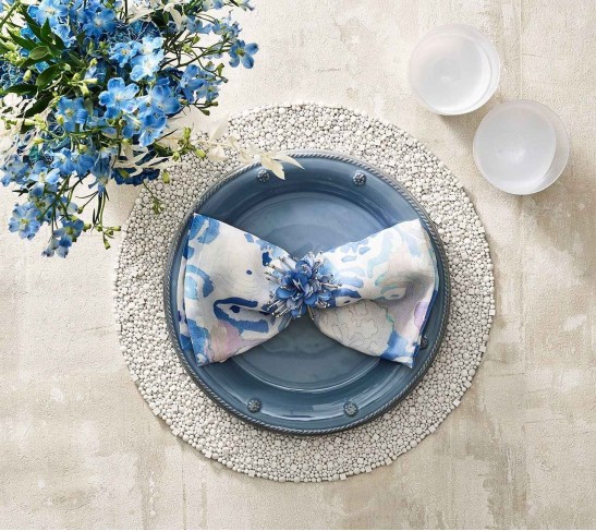Watercolor Napkin in White & Multi, Set of 4