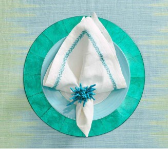 Amalfi Napkin Ring in Turquoise, Set of 4 in a Gift Box