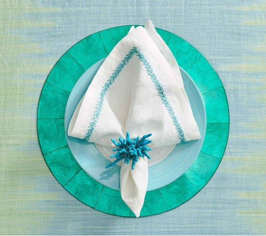 Amalfi Napkin Ring in Turquoise, Set of 4 in a Gift Box