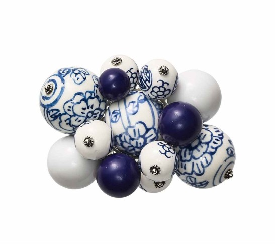 Cloud Napkin Ring in White & Blue, Set of 4
