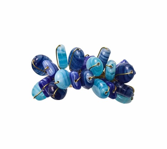 Poppy Napkin Ring in Blue, Set of 4