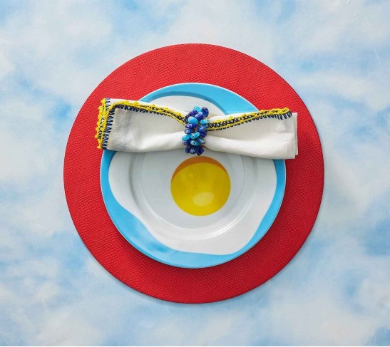 Poppy Napkin Ring in Blue, Set of 4