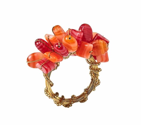 Poppy Napkin Ring in Coral, Set of 4