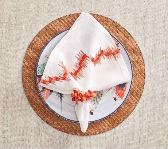 Poppy Napkin Ring in Coral, Set of 4