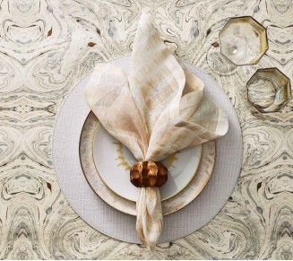 Twist Napkin Ring in Brown & Gold, Set of 4