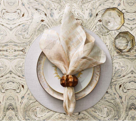 Twist Napkin Ring in Brown & Gold, Set of 4
