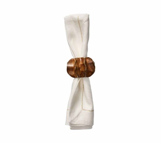 Twist Napkin Ring in Brown & Gold, Set of 4