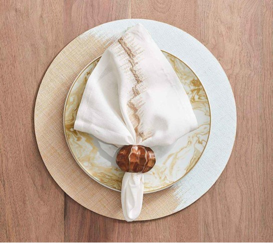 Twist Napkin Ring in Brown & Gold, Set of 4