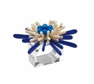 Capri Napkin Ring in Navy & White, Set of 4