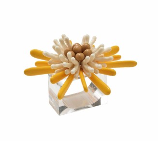 Capri Napkin Ring in Yellow & White, Set of 4
