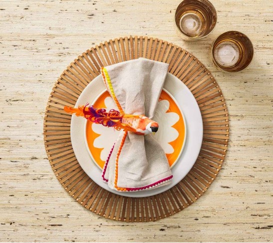 Chirp Napkin Ring in Pink & Orange, Set of 4