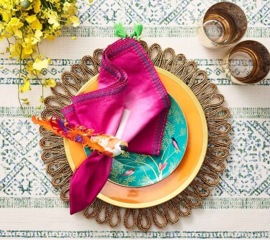 Chirp Napkin Ring in Pink & Orange, Set of 4