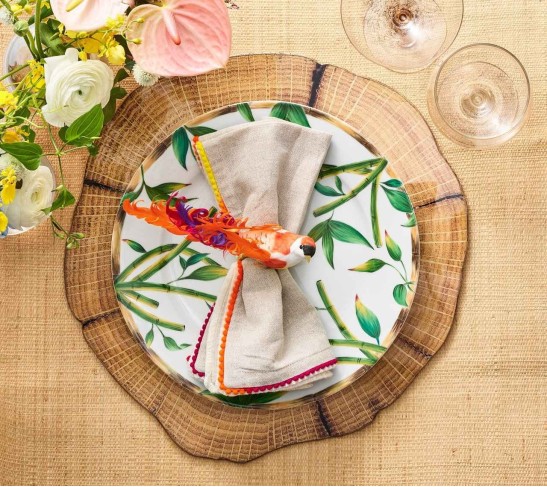 Chirp Napkin Ring in Pink & Orange, Set of 4