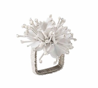 Starburst Napkin Ring in White, Set of 4