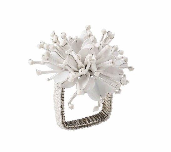 Starburst Napkin Ring in White, Set of 4