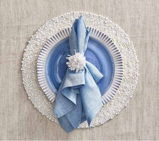 Starburst Napkin Ring in White, Set of 4