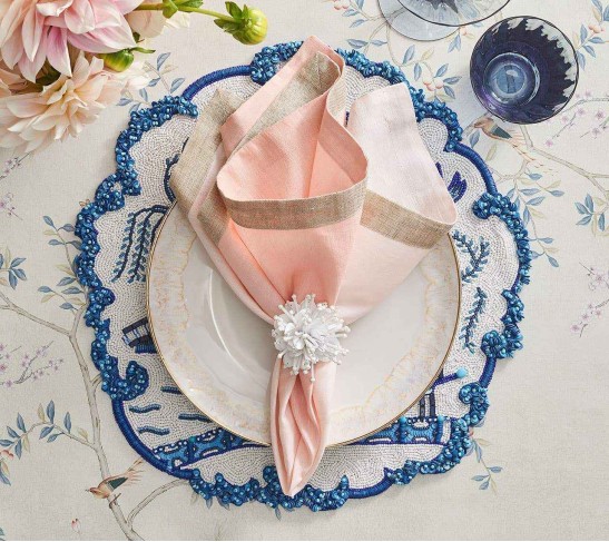 Starburst Napkin Ring in White, Set of 4