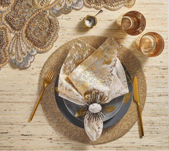 Vermicelli Placemat in Champagne, Set of 4