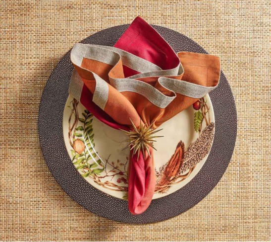 Dip Dye Napkin in Cranberry & Orange, Set of 4