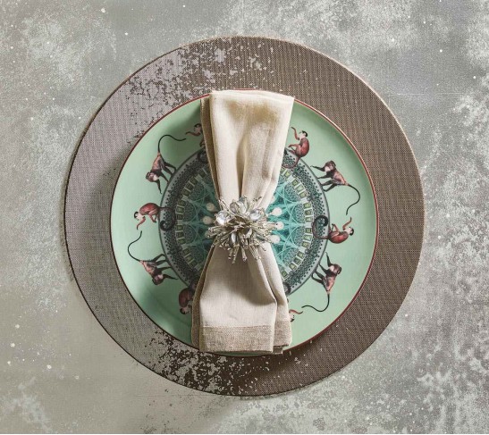 Metafoil Placemat in Taupe & Sliver, Set of 4