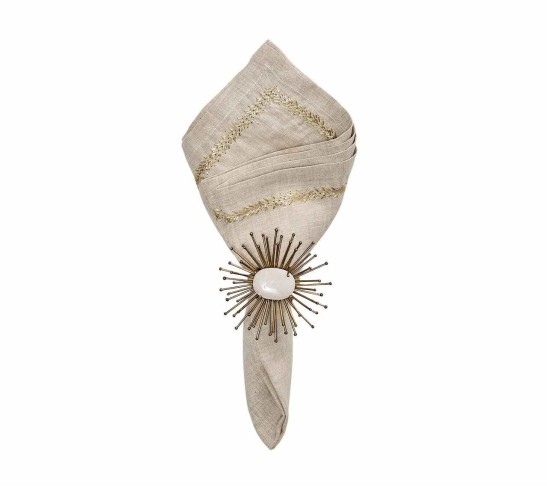Jardin Napkin in Natural, Gold & Silver, Set of 4