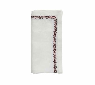 Jardin Napkin in White & Red, Set of 4