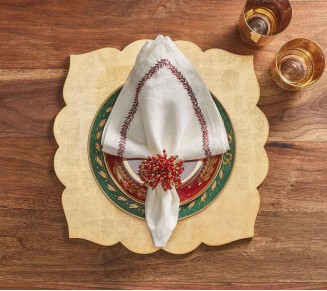 Jardin Napkin in White & Red, Set of 4