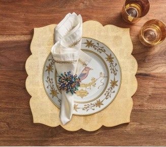 Jardin Napkin in White, Gold & Silver, Set Of 4