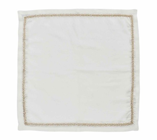 Jardin Napkin in White, Gold & Silver, Set Of 4