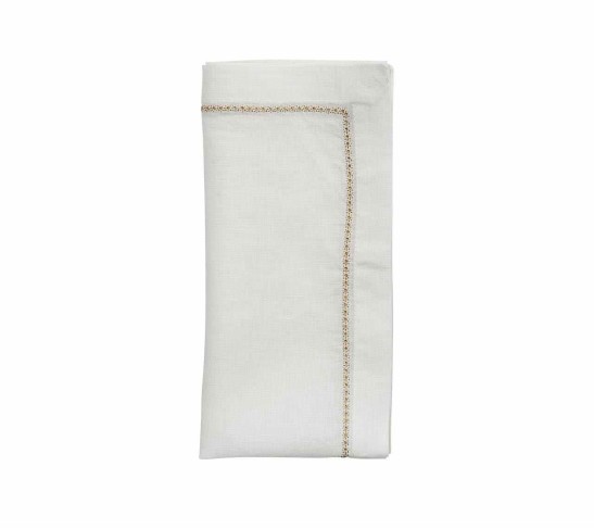 Star Napkin in White & Gold, Set of 4