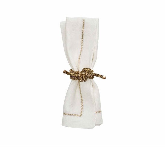 Star Napkin in White & Gold, Set of 4