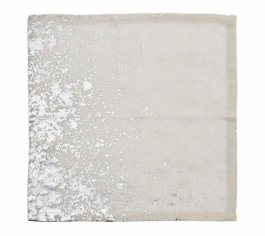 Metafoil Napkin in White & Silver, Set of 4