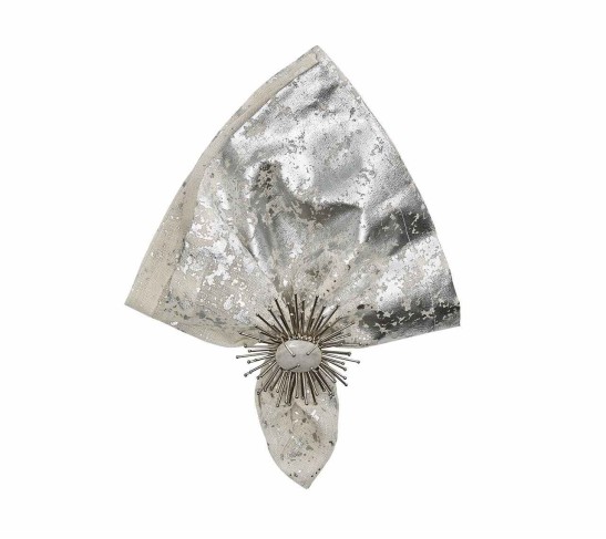 Metafoil Napkin in White & Silver, Set of 4