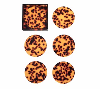 Tortoise Drink Coasters in Brown, Set of 6 in a Caddy