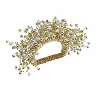 Spray Napkin Ring in Gold & Sliver, Set of 4