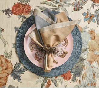 Spray Napkin Ring in Beige, Taupe & Gray, Set of 4