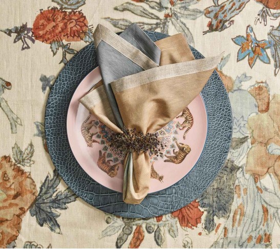 Spray Napkin Ring in Beige, Taupe & Gray, Set of 4