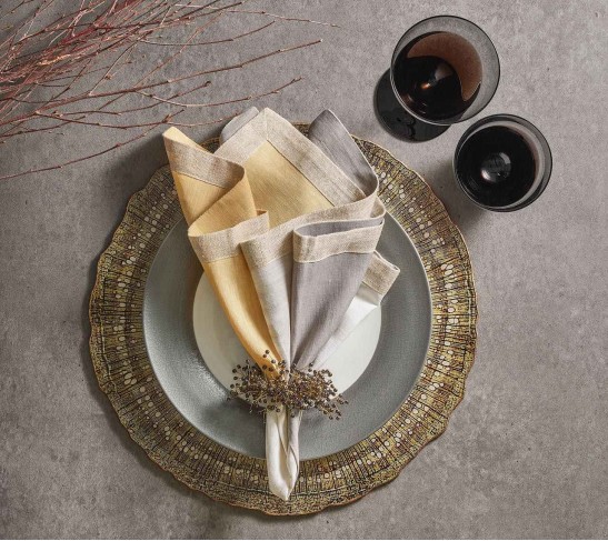 Spray Napkin Ring in Beige, Taupe & Gray, Set of 4
