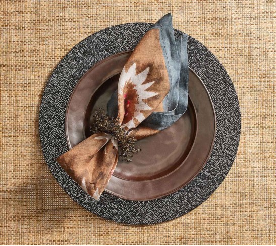 Spray Napkin Ring in Beige, Taupe & Gray, Set of 4