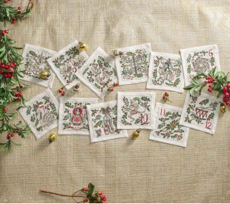 12 Days of Christmas Linen Cocktail Napkins, Set of 12 in a Gift Box