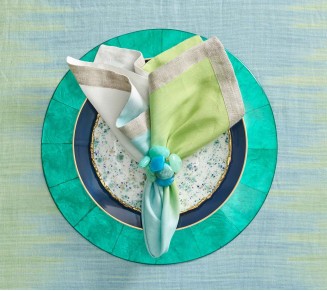 Dip Dye Napkin in Blue & Green, Set of 4