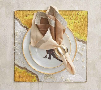 Dip Dye Napkin in White & Beige, Set of 4
