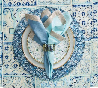 Dip Dye Napkin in Sky & Blue, Set of 4