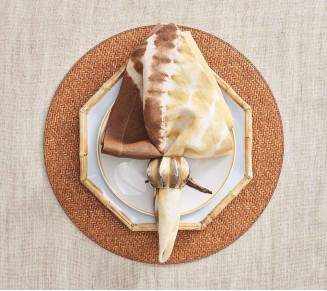 Duo Dye Napkin in Natural & Brown, Set of 4