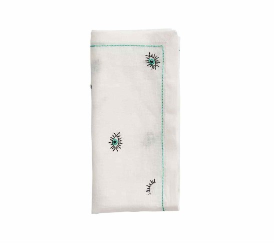 Bohemia Napkin in White & Seafoam, Set of 4