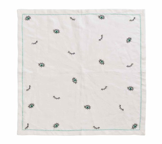 Bohemia Napkin in White & Seafoam, Set of 4
