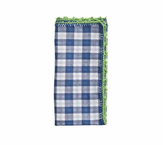 Check Napkin in White, Blue, & Green, Set of 4