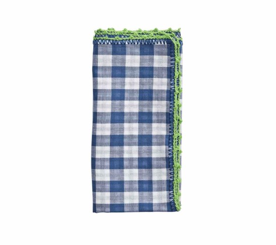 Check Napkin in White, Blue, & Green, Set of 4