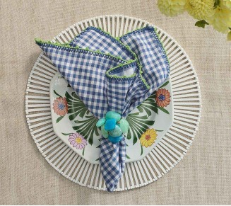 Check Napkin in White, Blue, & Green, Set of 4