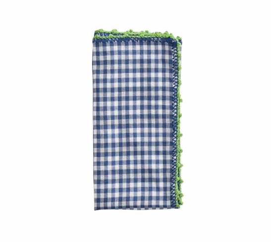 Check Napkin in White, Blue, & Green, Set of 4
